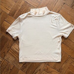 Babaton Cream Short Sleeve Mockneck Top